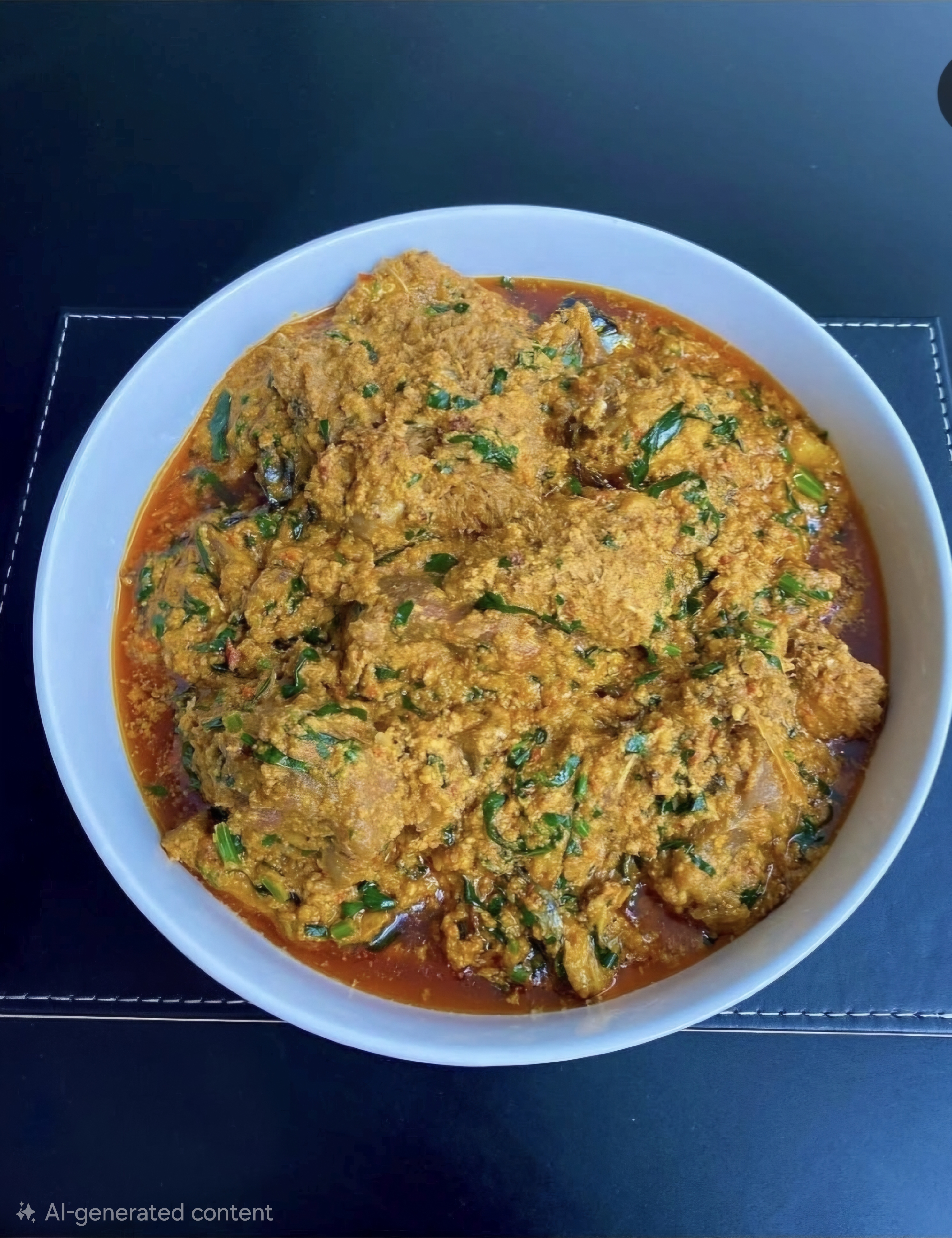 A bowl of slow-cooked Egusi, the signature dish at Oma's Table